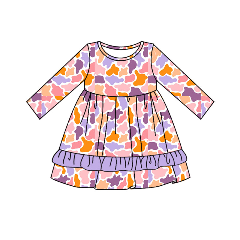 7.11 custom each style moq 5eta 4-6week Sibling Sister camouflage colorful baby girls sets and dress and rompers match family design