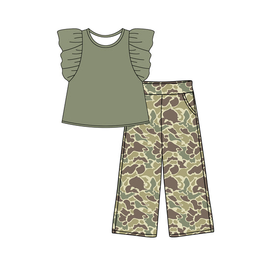 10.9 custom each style moq 5eta 4-6week baby girls clothes camouflage short sleeve pants sets