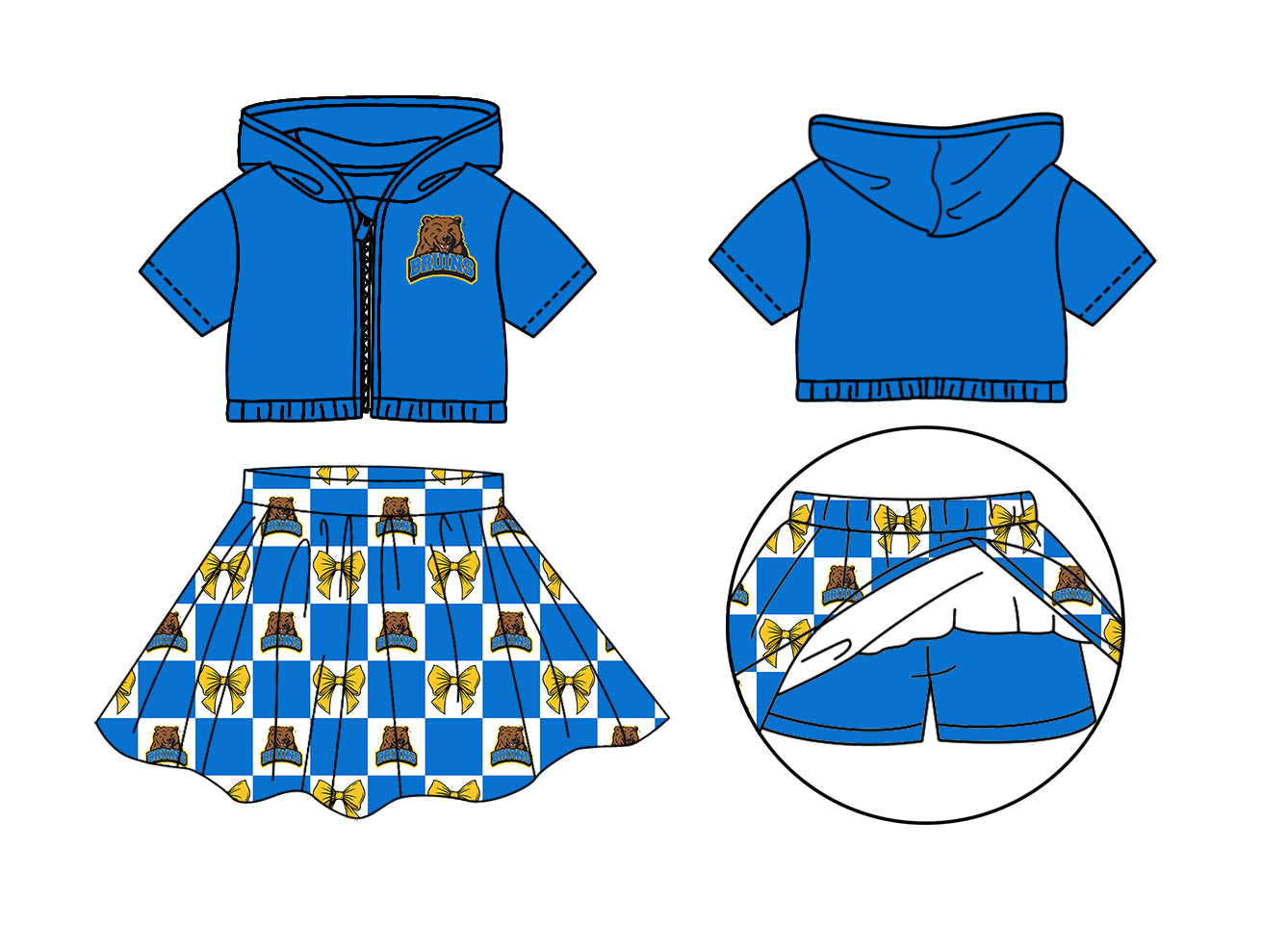 Custom moq 5 mix size Milk Silk Summer Girls' Set Animal Bow Print Plaid Sleeveless Skirt Three-Piece Set including a dress and shorts