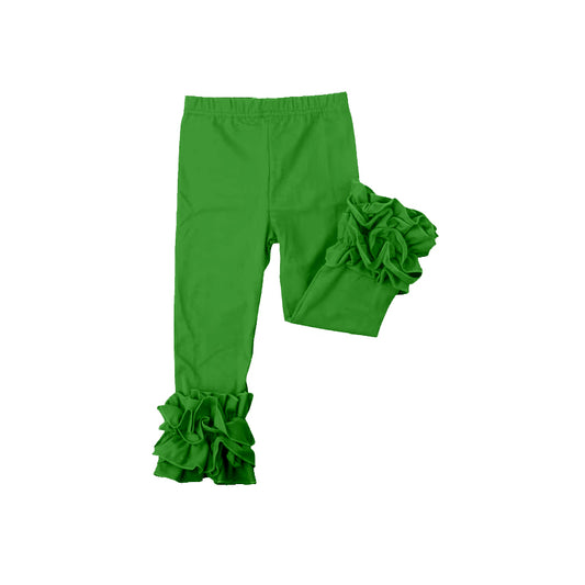 custom moq 5 girls icing cotton pants Grass-green ruffled trousers