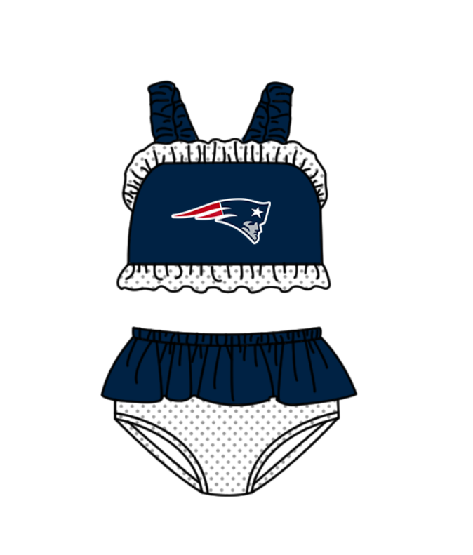 Custom moq 5 mix size milk silk summer teams Navy Blue baby girl boys clothes Two-Piece Swimsuit Set One Piece Swimsuits boy swim trunks