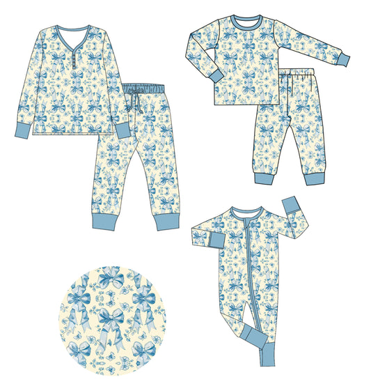 25.9.22 custom each style moq 8 eta 6-8week Sibling Sister floral bow baby long sleeve pants sets and romper and adult set match design