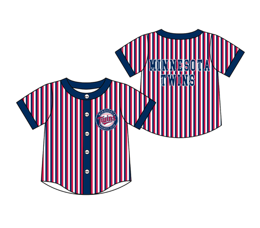 Custom moq 5 mix size milk silk summer teams Navy Blue Striped Short-Sleeved Button-Down Shirt for Baby Boy Outfit