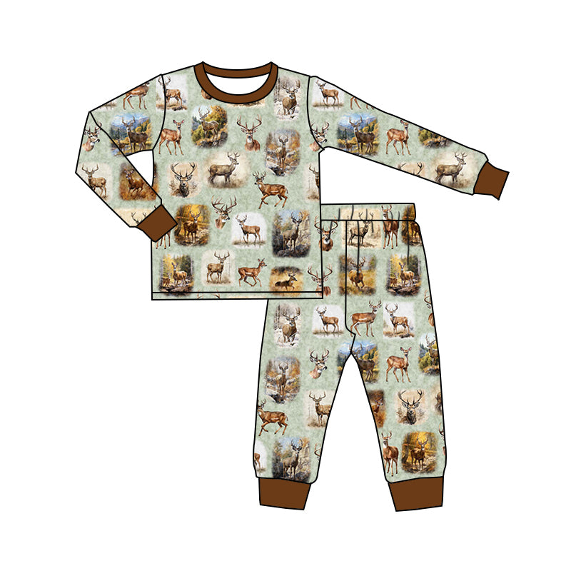 9.12 custom each style moq 5eta 4-6week Sibling Sister deer baby boys sets and rompers match family design