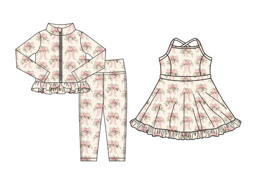 25.10.18 custom each style moq 5 eta 6-8week Sibling Sisters bow floral baby girl long sleeve pants sets and dress match family design
