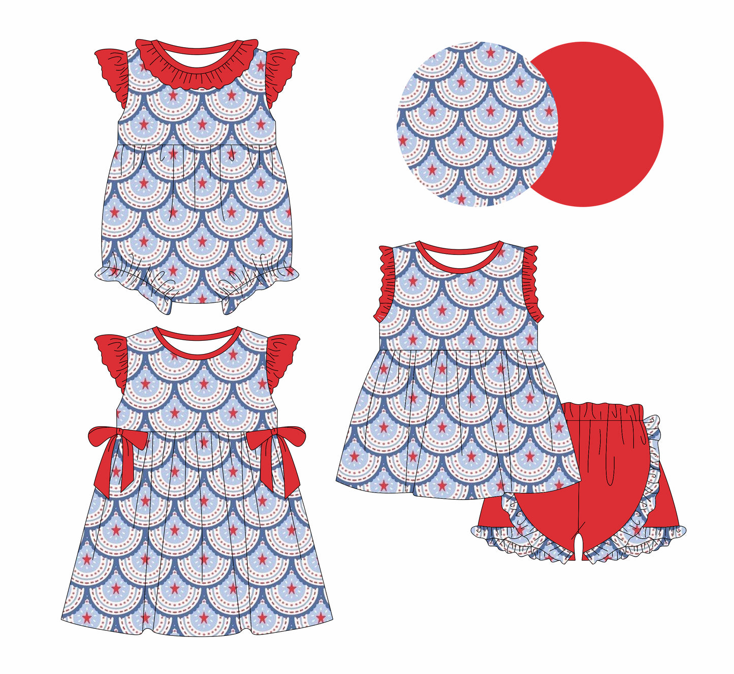 25.12.5 custom each style moq 5 eta 6-8week Sibling Sister baby short sleeve shorts sets and romper and dress match design