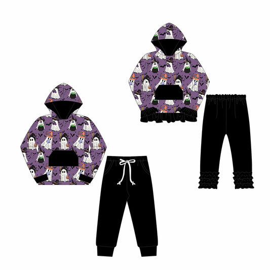 25.6.24 custom each style moq 5eta 4-6week Sibling Sisters halloween baby girl long sleeve pants sets 1 and sets 2 match family design