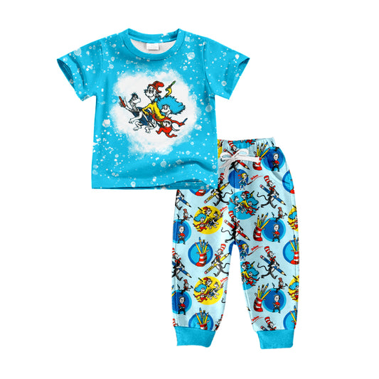 10.3 custom each style moq 5eta 4-6week baby boys clothes dr blue short sleeve pants sets