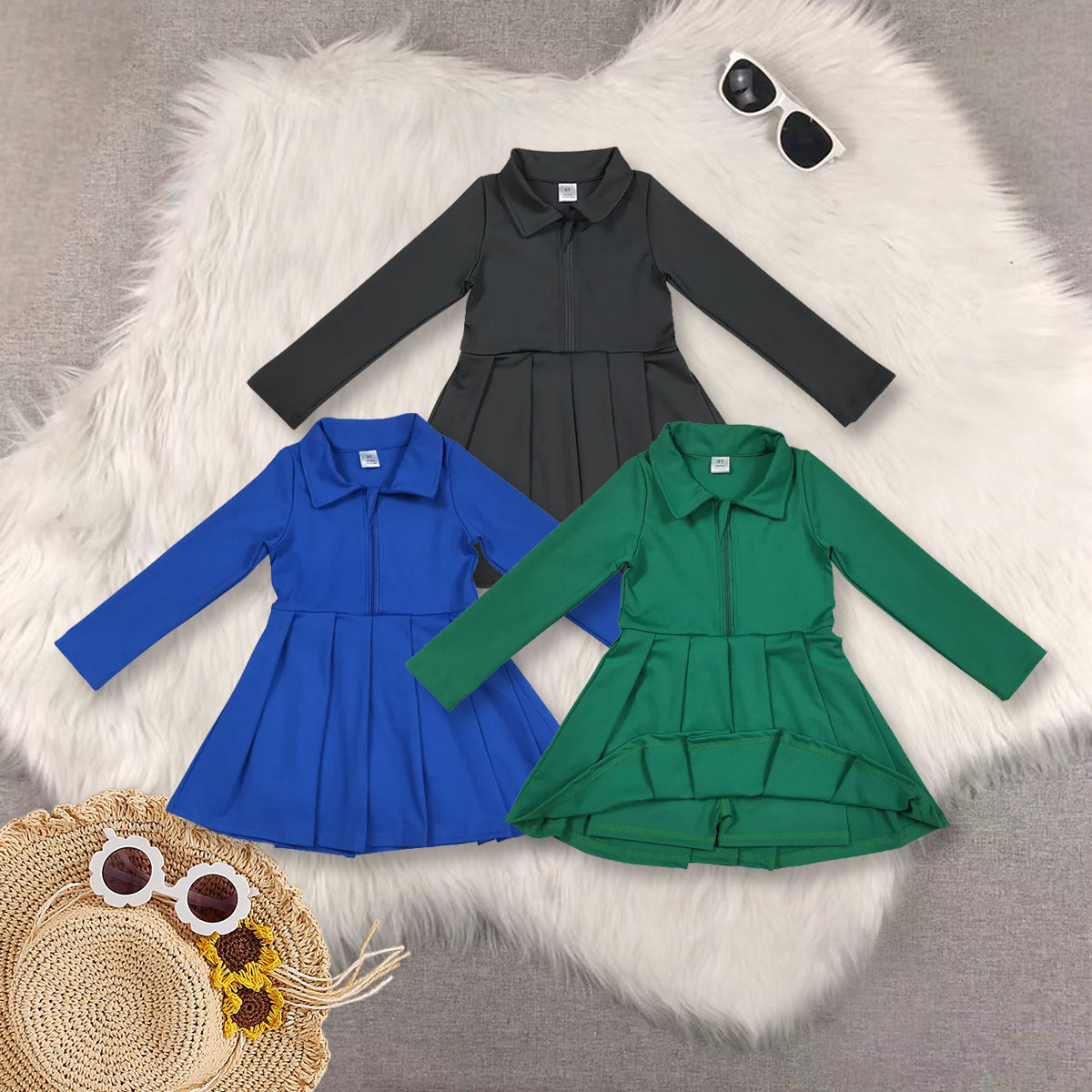 RTS Sibling baby girls clothes summer long-sleeved yoga dresses
