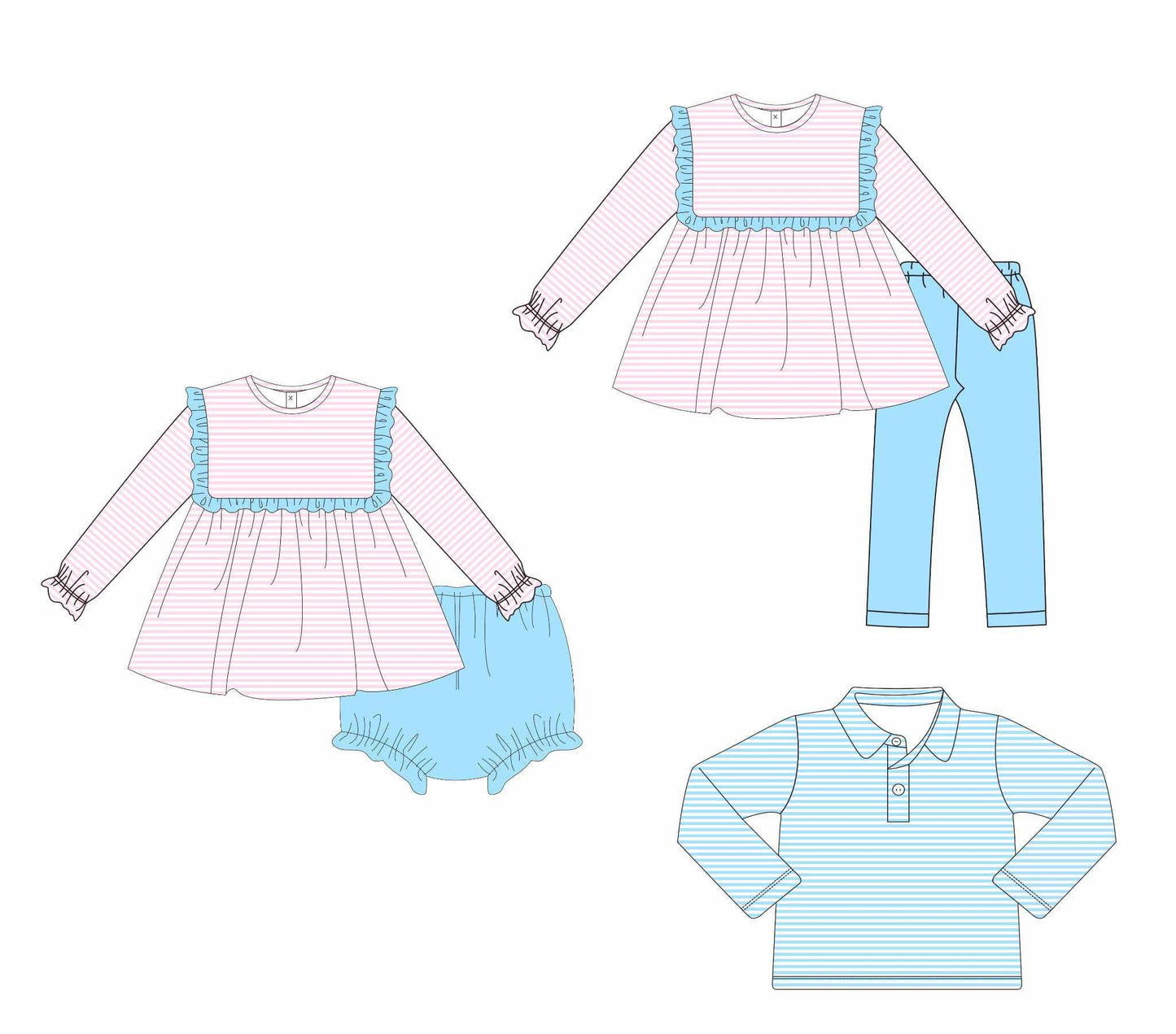 Custom moq 5 each style eta 6-7weeks baby girl clothes long sleeve briefs sets and top and romper-25.8.14