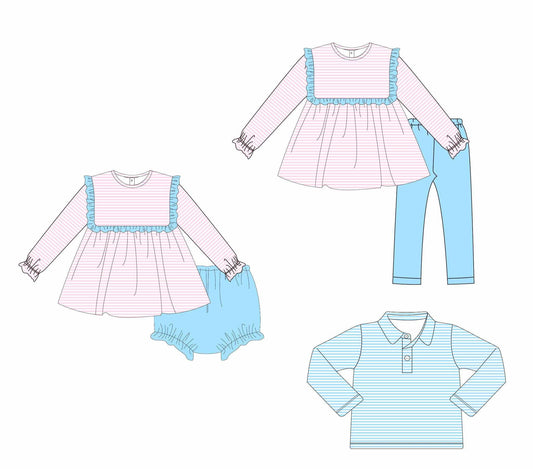 Custom moq 5 each style eta 6-7weeks baby girl clothes long sleeve briefs sets and top and romper-25.8.14