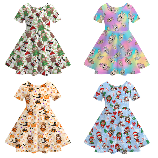 Custom moq 5 each style eta 6-7weeks milk silk baby girls summer short sleeves dresses 4-25.7.16