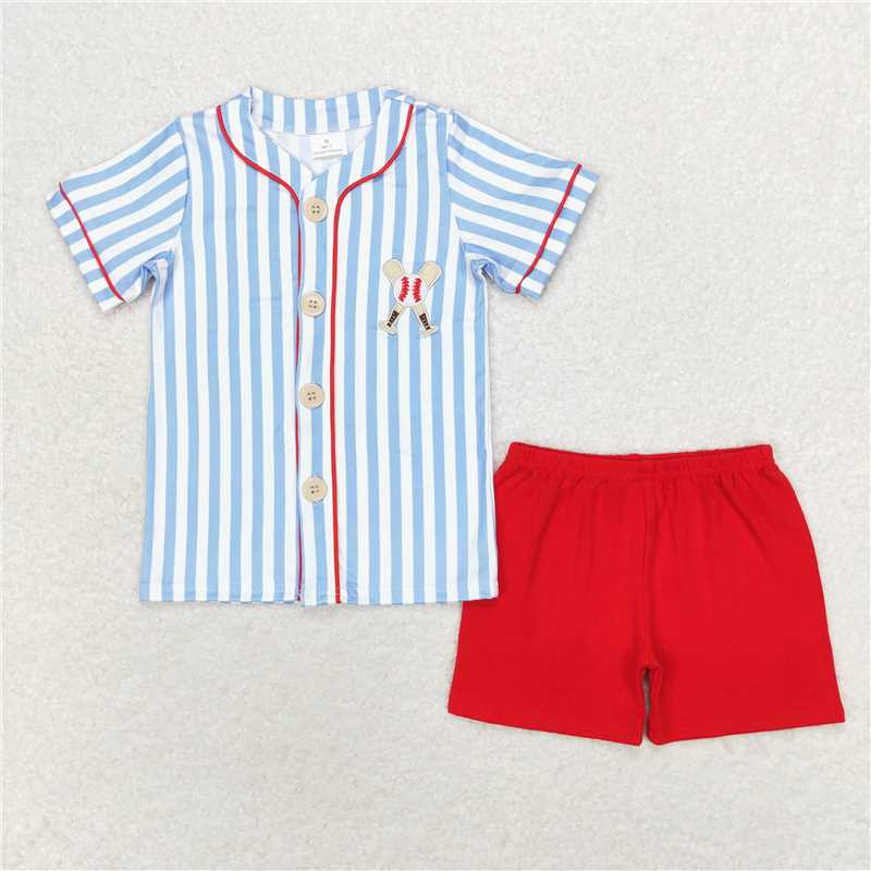 RTS NO MOQ baby girl clothes embroidery baseball short-sleeved shorts sets and romper
