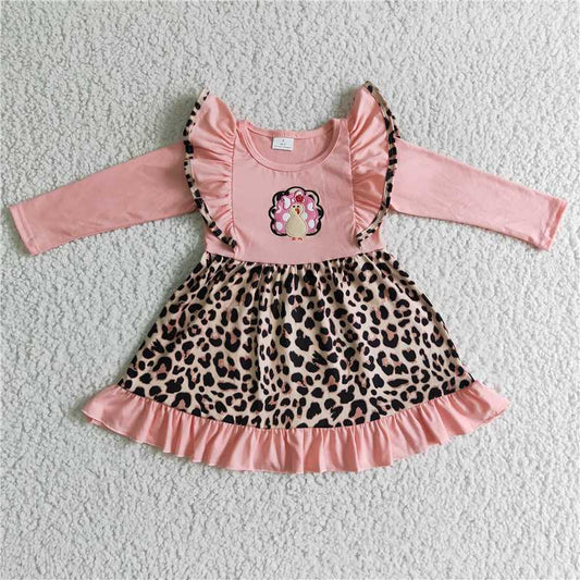 RTS NO MOQ（In Stock) GLD0088 Embroidery Turkey Flower Long Sleeve Dress