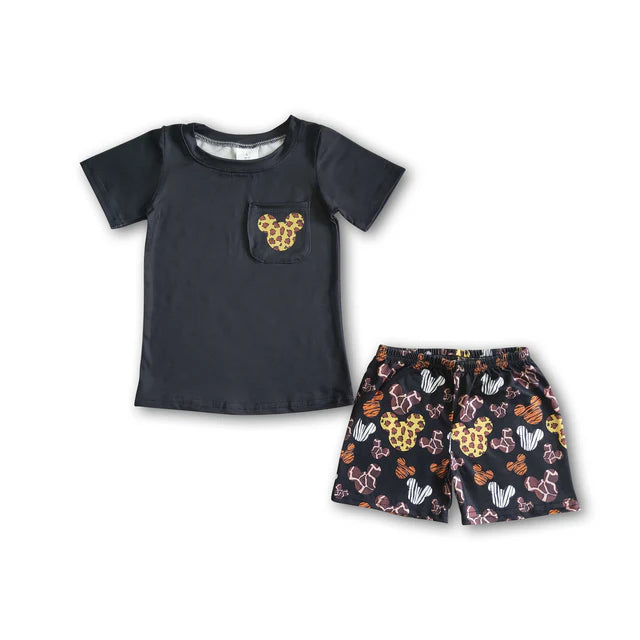 BSSO0042 Baby boys black shorts sets