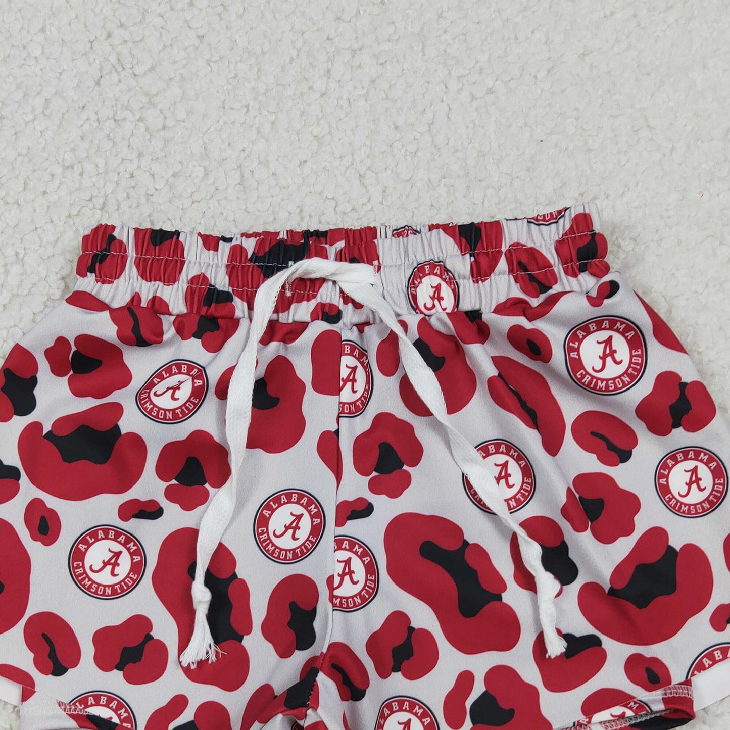 RTS NO MOQ yoga fabric SS0817 Baby Girls Red Leopard Team Butterfly Yoga Shorts