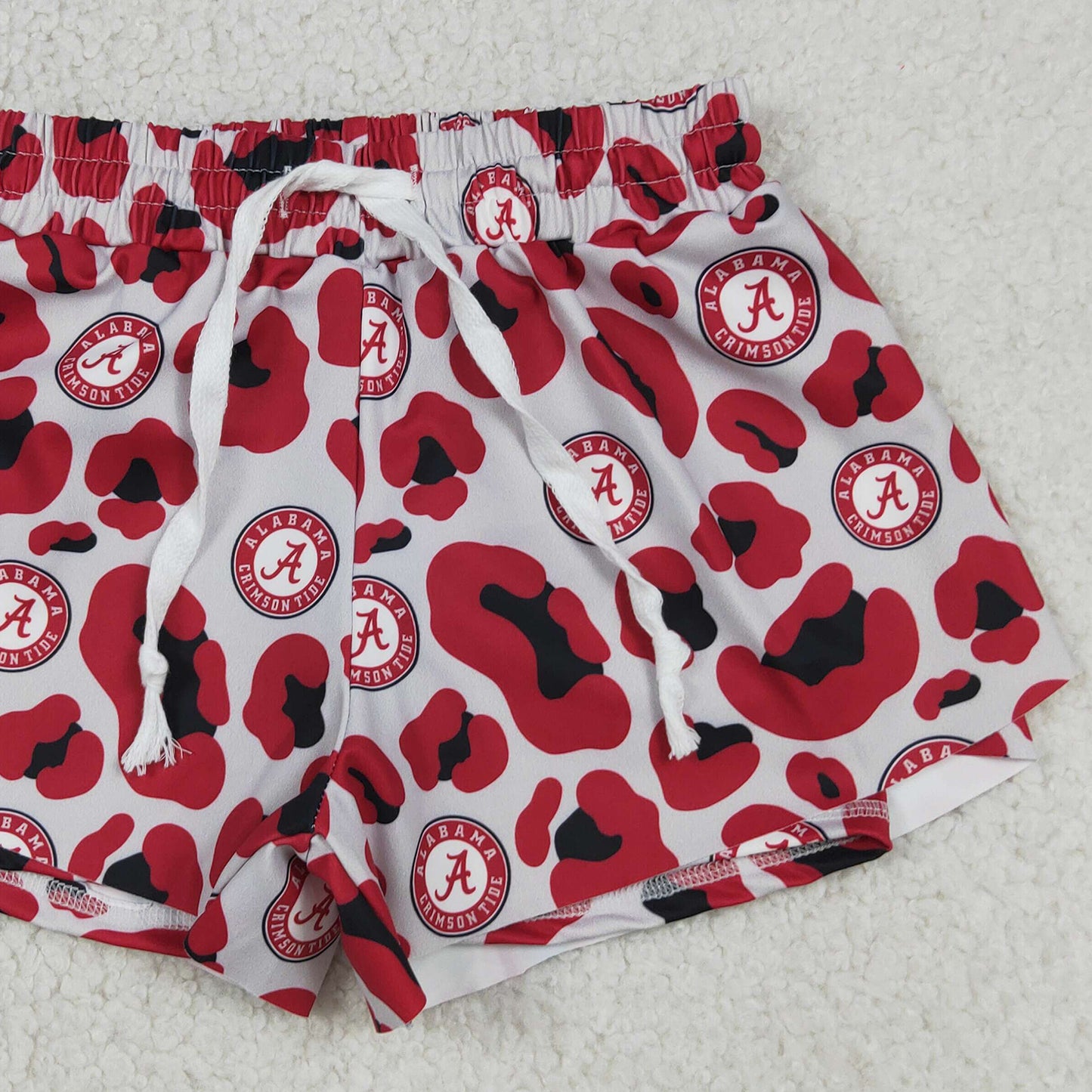 RTS NO MOQ yoga fabric SS0817 Yoga Baby Girls Athletic Red Leopard Ruffle Shorts Casual Bottom