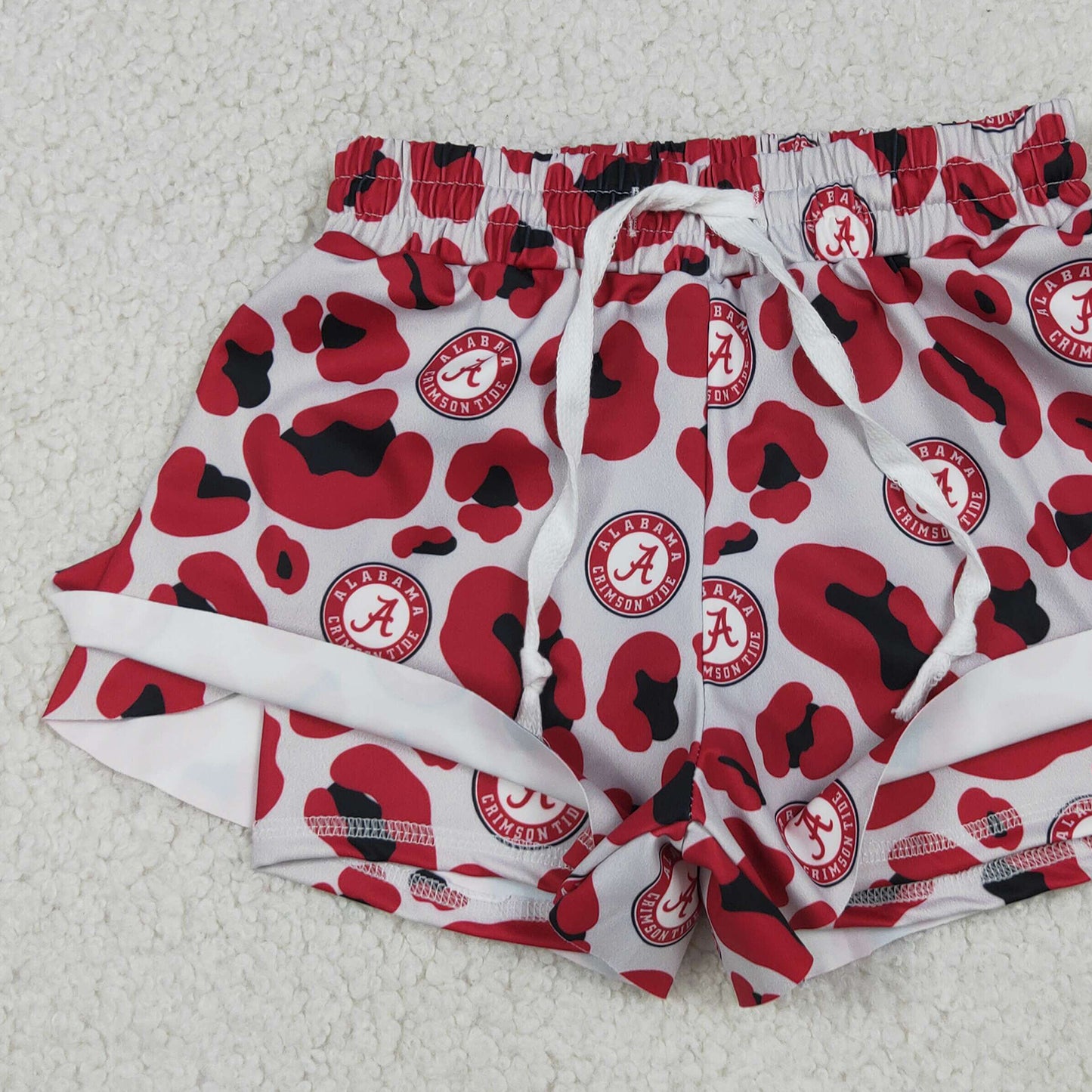 RTS NO MOQ yoga fabric SS0817 Baby Girls Red Leopard Team Butterfly Yoga Shorts