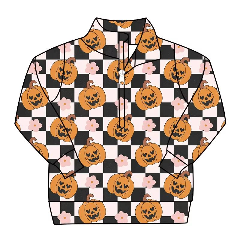 Custom moq 5 each style eta 6-7weeks baby girl clothes pumpkin long sleeve top-25.7.26