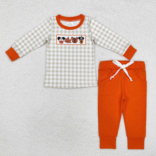 Cute Clothes  BLP0696 Baby Boys Halloween Checkered Top Pants Clothes Sets