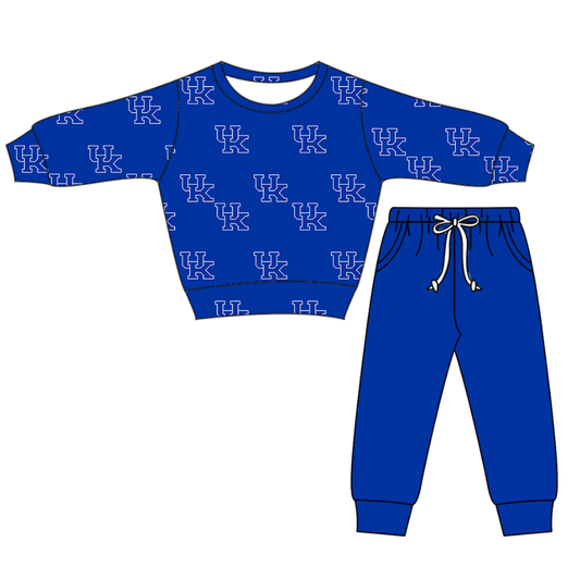 Custom moq 5 mix size milk silk summer teams baby boy clothes blue long sleeve pants sets-25.11.22