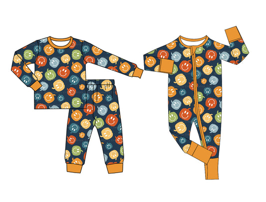 25.6.6 custom each style moq 5eta 4-6week Sibling Sisters pumpkin smiley baby boy long sleeve pants sets and rompers match family design