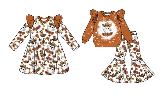 25.6.27 custom each style moq 5eta 4-6week Sibling Sisters boots baby girl long sleeve pants sets and dress match family design
