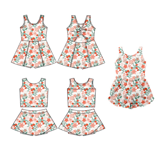 3.19 custom each style moq 5eta 4-6week Sibling Sister floral baby girls clothes Short sleeve yoga dress 1 and dress 2 and jumpsuit match family design