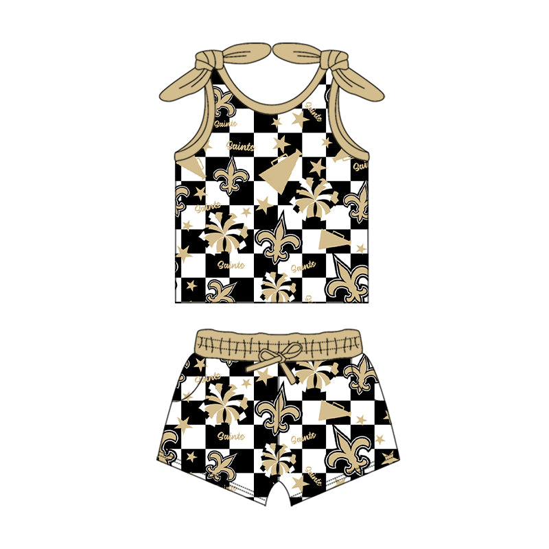 Custom moq 5 mix size milk silk summer teams baby girls clothes team khaki sleeveless shorts sets and skirts sets and dress and jumpsuit-25.7.16