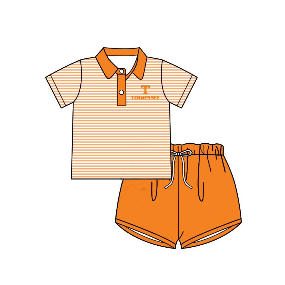 Custom summer teams baby girls clothes team orange sets dress top-25.5.5