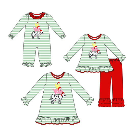 25.7.10 custom each style moq 5eta 4-6week Sibling Sisters Christmas baby girl long sleeve pants sets and dress and rompers match family design