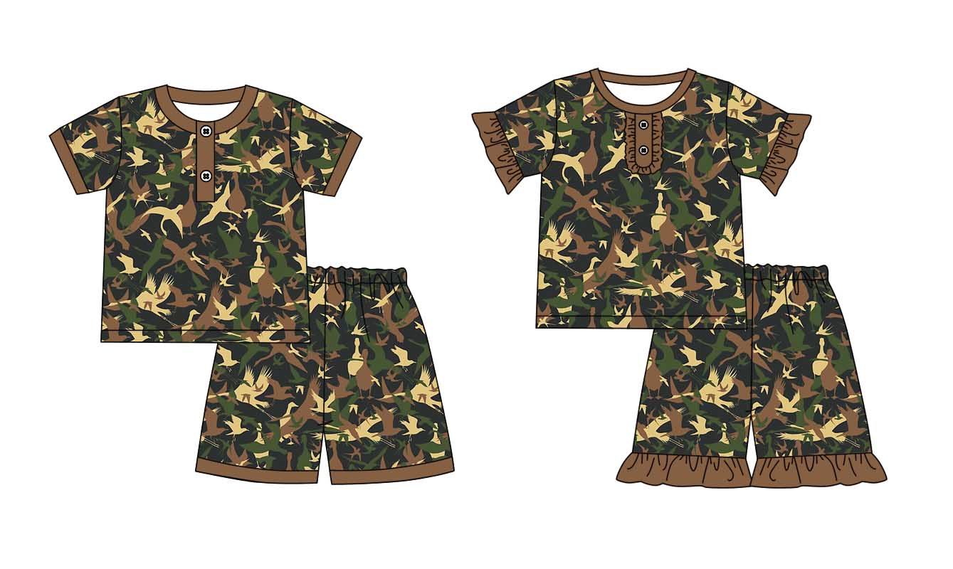 11.1 custom each style moq 5eta 4-6week Sibling Sister duck baby girl short sleeve shorts sets 1 and sets 2 match design