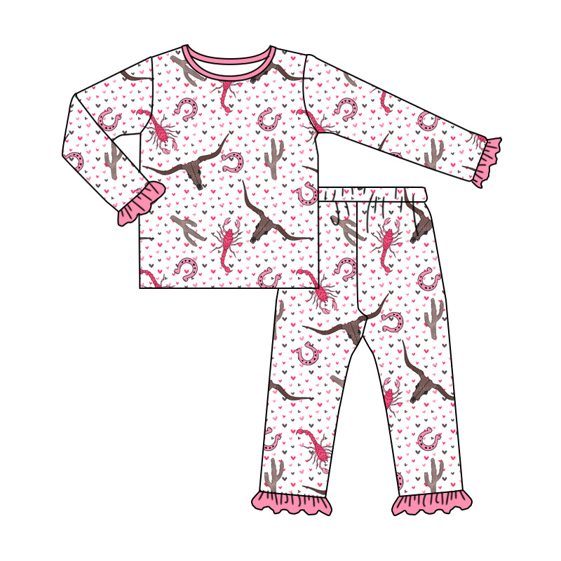 10.23 custom each style moq 5eta 4-6week Sibling cow head pink baby girls sets and rompers match family design