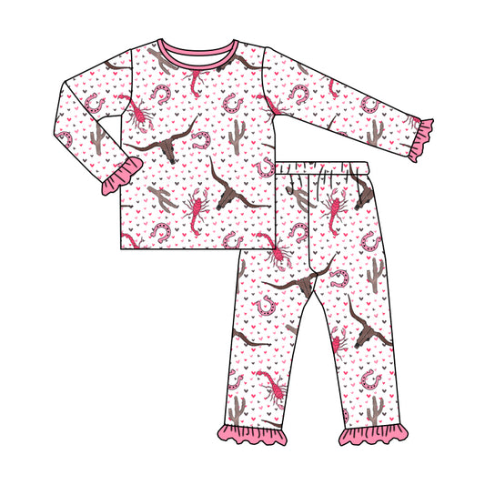 10.23 custom each style moq 5eta 4-6week Sibling cow head pink baby girls sets and rompers match family design