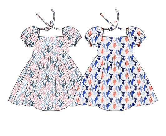 3.18 Custom moq 5 mix size Sibling Baby Girl's Short-Sleeved Dress Cute Clothing for Infants