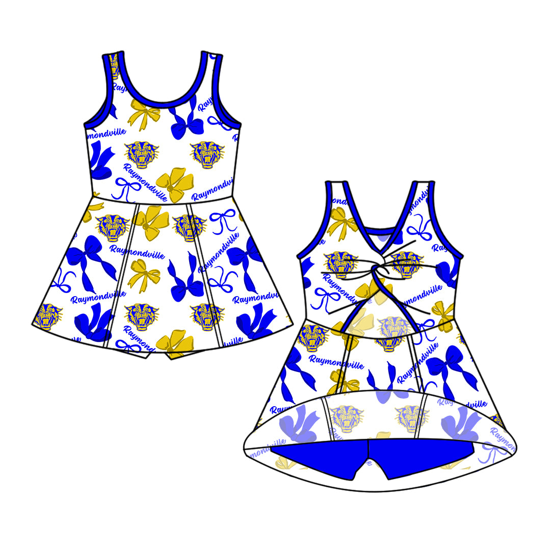 Custom moq 5 mix sizes summer teams baby girls clothes team blue short sleeve skirts shorts sets 1 and skirts sets 2 and and skirts sets 2 and dress 1 and dress 2 and dress 3 and dress 4-25.6.11