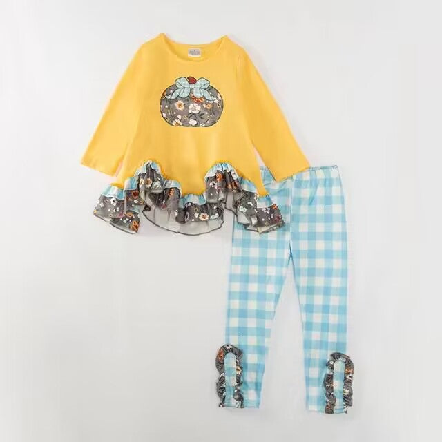 5.18custom each style moq 5eta 4-5week flower prints yellow girls set and dress