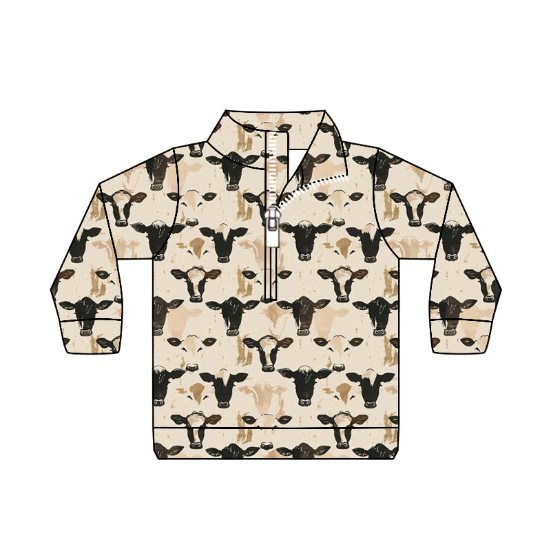 9.7 custom each style moq 5 eta 4-6week baby boys clothes cow head long sleeve top