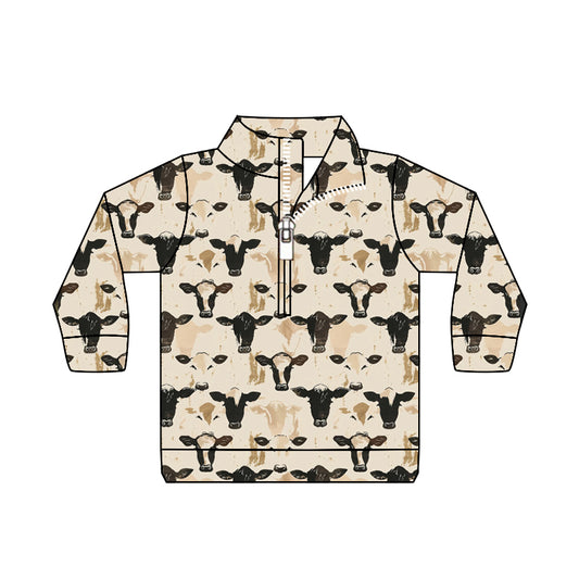 9.7 custom each style moq 5 eta 4-6week baby boys clothes cow head long sleeve top