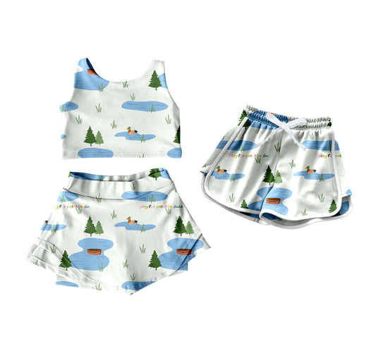 4.18 custom each style moq 5eta 4-6week Sibling Sister duck baby girls clothes Short sleeve yoga dress and shorts match family design