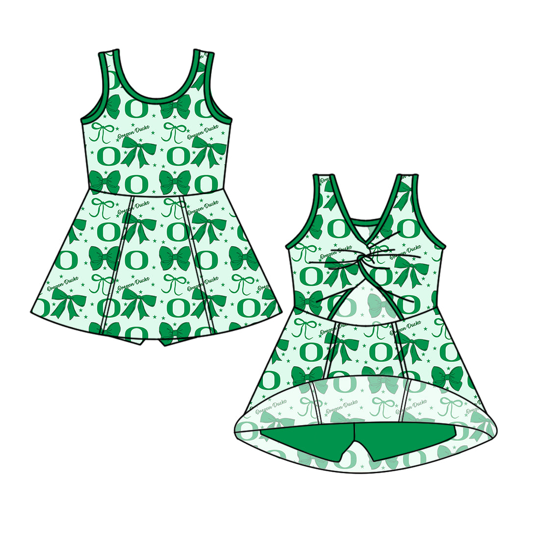 Custom moq 5 mix size milk silk summer teams baby girls clothes team bow green sleeveless skirts sets and dress 1 and dress 2 and dress 3-25.6.24
