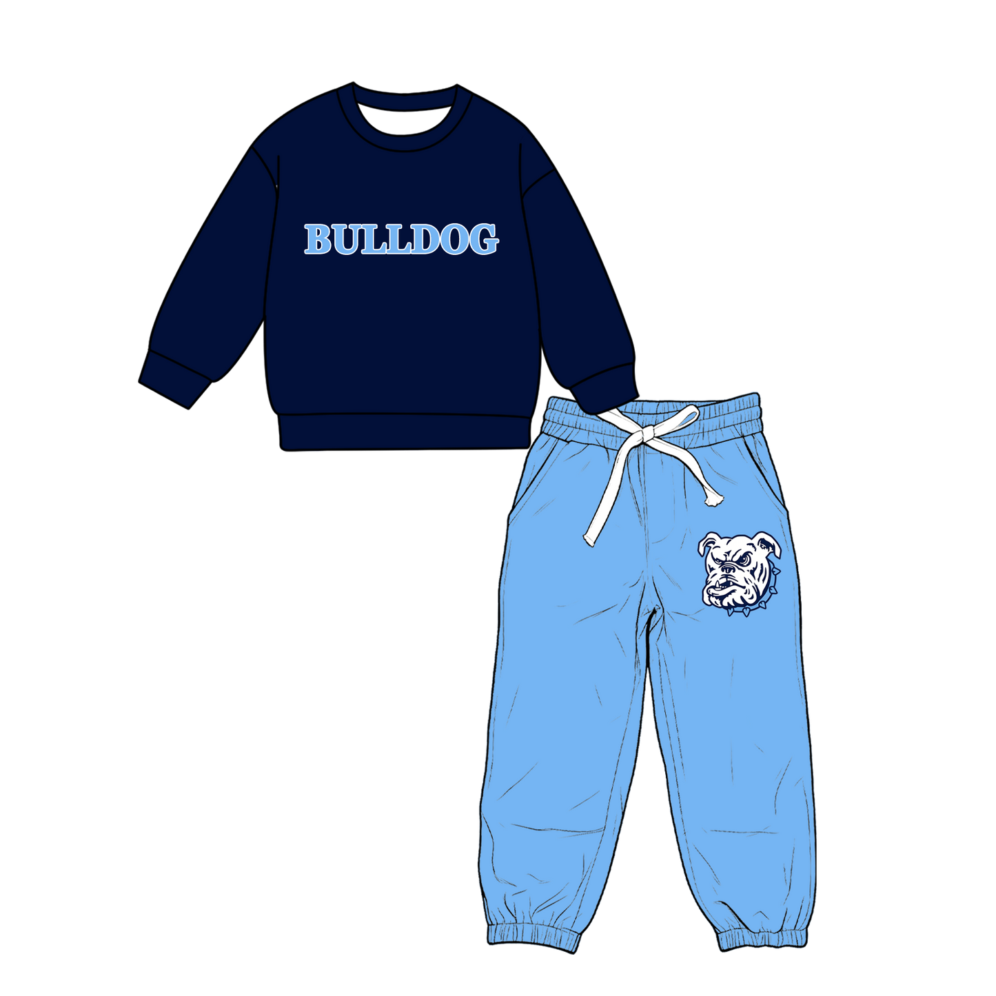 custom moq 5 mix size MSD071104 Baby Kids Letter Long Sleeve Tops Pocket Pants Team Outfit Set