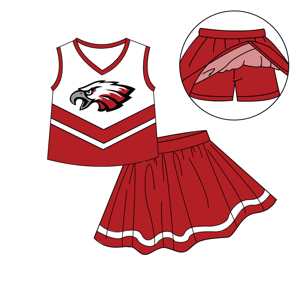 Custom moq 5 mix size milk silk baby girls clothes team red sleeveless skirts sets 1 and skirts sets 2 and dress -25.7.18