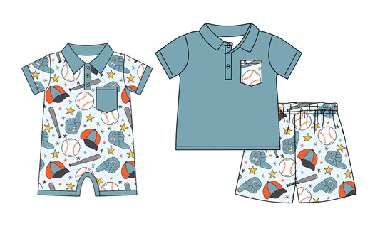 3.23 Custom moq 5 mix size Sibling Baby Boys Romper Short-Sleeved Top And Shorts Set Summer Outfit
