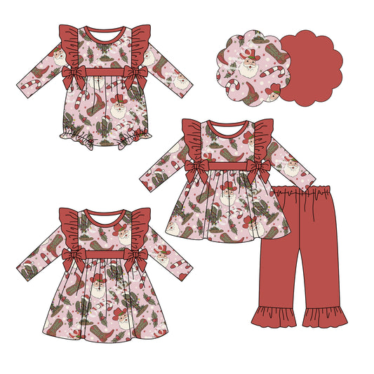 25.6.19 custom each style moq 5eta 4-6week Sibling Sisters Christmas baby girl long sleeve pants sets and dress and rompers match family design