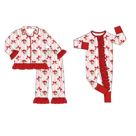 25.9.22 custom each style moq 8 eta 6-8week Sibling Sisters Christmas bow baby girl clothes long sleeve pants sets and romper match family design
