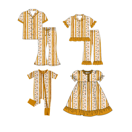 25.9.24 custom each style moq 8 eta 6-8week Sibling Sister baby short sleeve pants set and dress and romper and adult set match design