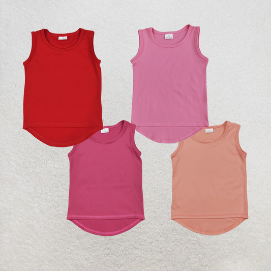RTS NO MOQ Sibling Baby Girls  Sleeveless Colorful Yoga Vests Top