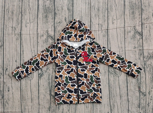 Custom moq 5 mix size milk silk baby boys clothes team summer camouflage zipper hooded long sleeve top-25.11.22