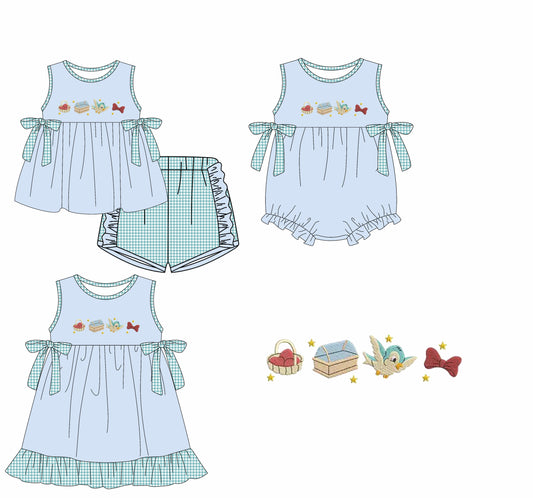 3.25 custom each style moq 5eta 4-6week Sibling Sisters baby girl short sleeve shorts sets and dress and rompers match family design